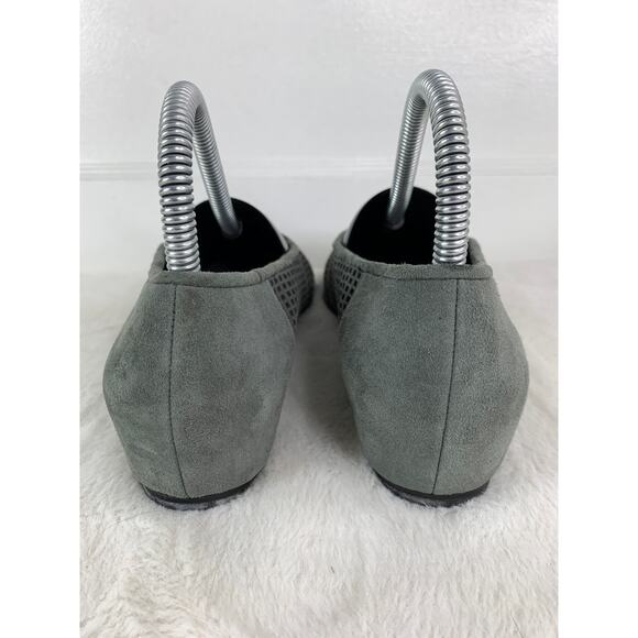 Eileen Fisher Gray Perforated Suede Slip-On Flats Size 7 - Picture 3 of 8